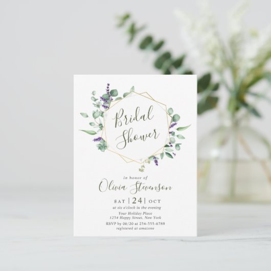 Carte d'invitation Eucalyptus nuptiale moderne (Debout devant)