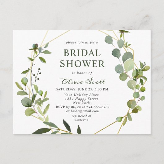 Carte d'invitation Eucalyptus nuptiale moderne (Devant)