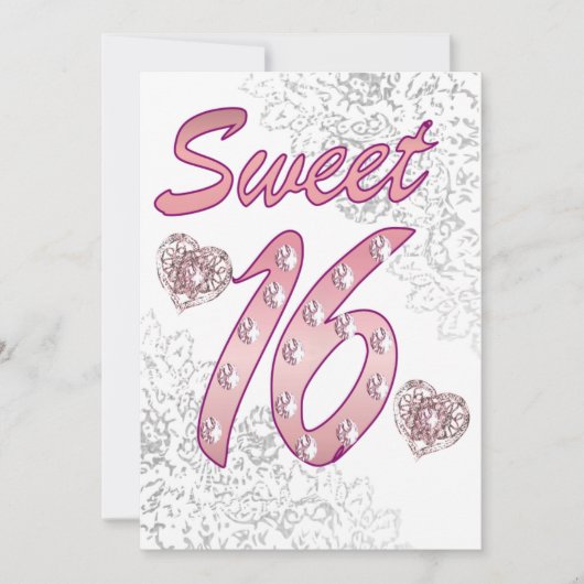 Carte d'invitation / Félicitations pour Sweet 16 (Devant)