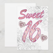 Carte d'invitation / Félicitations pour Sweet 16 (Devant / Derrière)