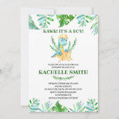 Carte d'invitation Fête de bébé dinosaure à verdur (Devant)