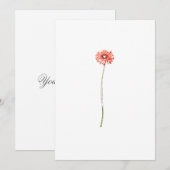 Carte d'invitation Fleur de Gerbera Rouge Pâle (Devant / Derrière)