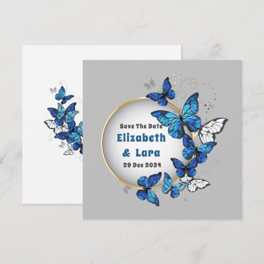 Carte d'invitation fleur de papillon (Devant / Derrière)