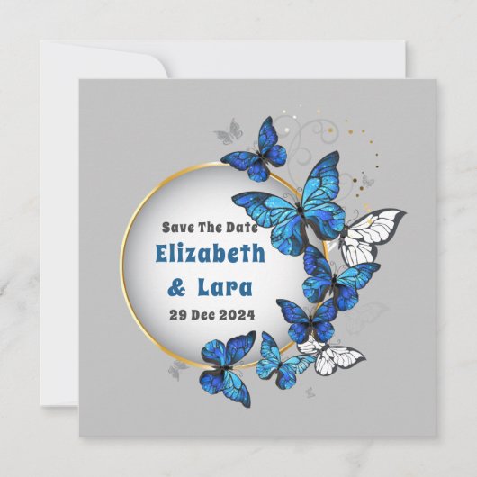 Carte d'invitation fleur de papillon (Devant)