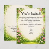 Carte d'invitation Fleur et Feuille (Devant / Derrière)