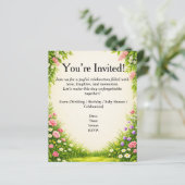 Carte d'invitation Fleur et Feuille (Debout devant)