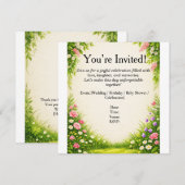 Carte d'invitation Fleur et Feuille (Devant / Derrière)