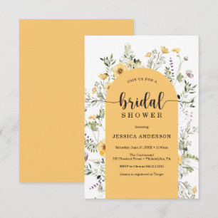 Carte d'invitation Fleur sauvage moderne de douche