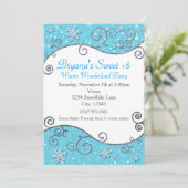 Carte d'invitation Flocon de neige bleu clair Merv (Debout devant)