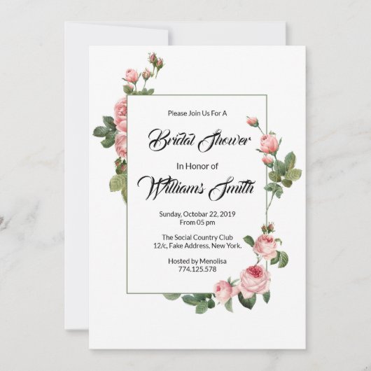 Carte d'invitation Floral Bridal Shower (Devant)