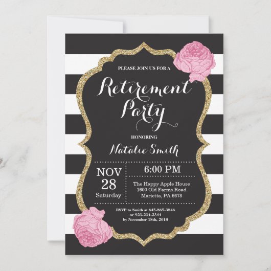 Carte d'invitation Floral Retirement Party (Devant)