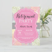 Carte d'invitation Floral Retirement Party Pink (Debout devant)