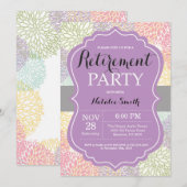 Carte d'invitation Floral Retirement Party Purple (Devant / Derrière)