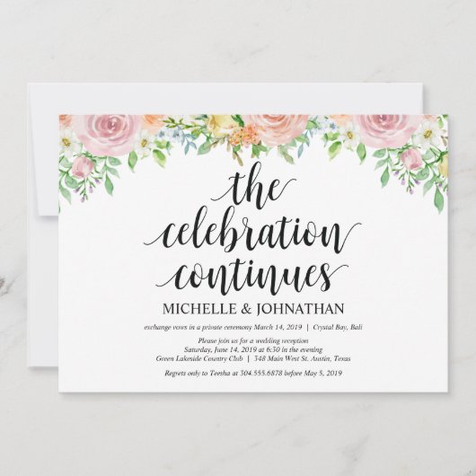 Carte d'invitation Floral Romance Elopement (Devant)