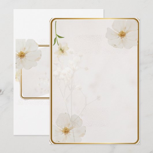 Carte d'invitation florale blanche élégante | Mini (Devant / Derrière)