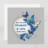 Carte d'invitation florale papillon (Devant / Derrière)