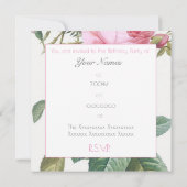 CARTE D'INVITATION FLORALE ROSE vintage (Dos)