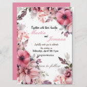 carte d'invitation florale simple (Devant / Derrière)