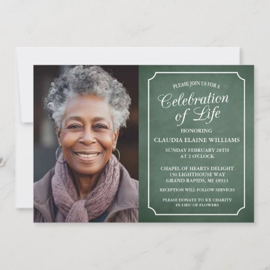 CARTE D'INVITATION FUNÉRAIRE DE CÉLÉBRATION DE LA (Devant)