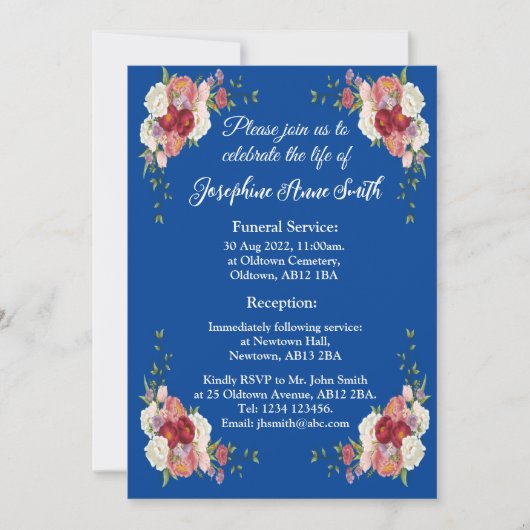 Carte d'invitation funéraire minimaliste personnal (Devant)