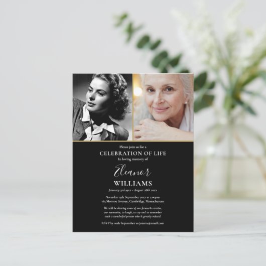 Carte d'invitation funéraire pour célébration de v (Debout devant)