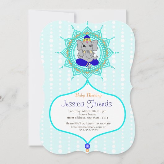 Carte d'invitation Ganesha boy Baby shower 5" x 7" (Devant)