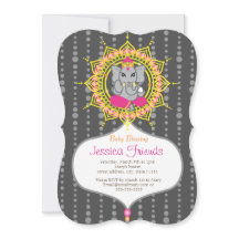 Carte d'invitation Ganesha fille Baby shower 5" x