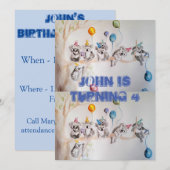 Carte d'invitation garçon anniversaire aquarelle a (Devant / Derrière)