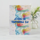 Carte d'invitation garçon anniversaire aquarelle l (Debout devant)