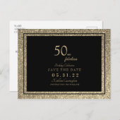 Carte d'invitation Glam 50 & Fabulous avec paillet (Devant / Derrière)