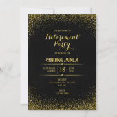 Carte d'invitation Gold and Black Retirement Party (Devant)