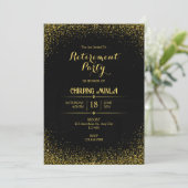 Carte d'invitation Gold and Black Retirement Party (Debout devant)