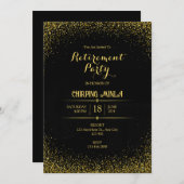 Carte d'invitation Gold and Black Retirement Party (Devant / Derrière)
