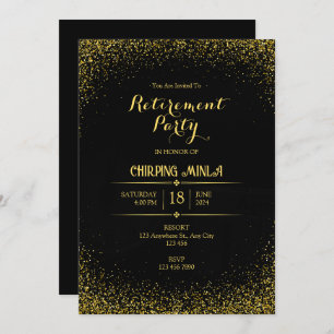 Carte d'invitation Gold and Black Retirement Party