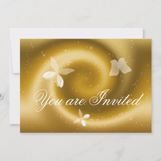 Carte d'invitation Gold Butterflies (Devant)