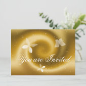 Carte d'invitation Gold Butterflies (Debout devant)