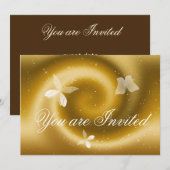 Carte d'invitation Gold Butterflies (Devant / Derrière)
