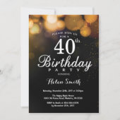 Carte d'invitation Gold Parties scintillant 40e an (Devant)