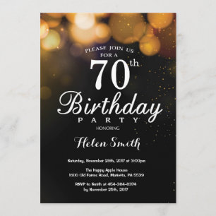 Carte d'invitation Gold Parties scintillant 70e an