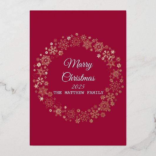 Carte d'invitation Gold Snowflake Frame Holiday (Recto)