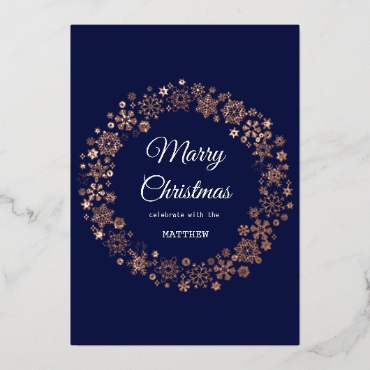 Carte d'invitation Gold Snowflake Frame Holiday (Recto)