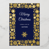 Carte d'invitation Gold Snowflake Frame Holiday (Recto)