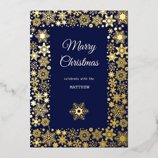 Carte d'invitation Gold Snowflake Frame Holiday (Recto)
