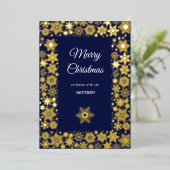 Carte d'invitation Gold Snowflake Frame Holiday (Debout devant)