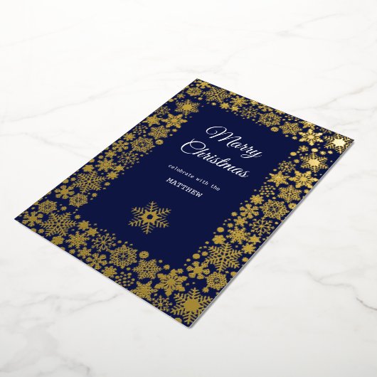 Carte d'invitation Gold Snowflake Frame Holiday (Rotation)