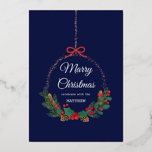 Carte d'invitation Gold Snowflake Frame Holiday (Recto)