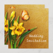 Carte d'invitation Golden Daffodils (Devant / Derrière)