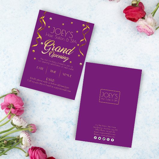 Carte d'invitation Golden Grand Ouverture d'entrep