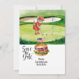 Carte d'invitation Golf 4 juillet Chat enregistrer