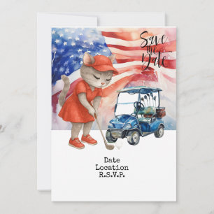 Carte d'invitation Golf 4 juillet Chat enregistrer